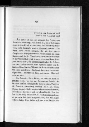 Dresden, den 8. August 1908 Berlin, den 9. August 1908