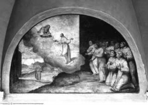 Episoden aus dem Leben des heiligen Franz von Assisi, Lünette 14: Die Mitbrüder sehen den heiligen Franz von Assisi wie er mit Christus spricht