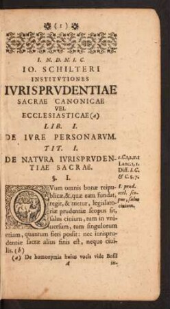 Jo. Schilteri Institutiones Iurisprudentiae Sacrae Canonicae Vel Ecclesiasticae