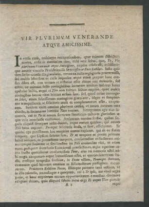 Vir Plurimum Venerande Atque Amicissime