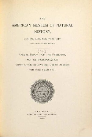Annual report : for the year .... [26.] 1894. - 1895