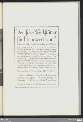 Werbung: Deutsche Werkstätten für Handwerkskunst Hellerau