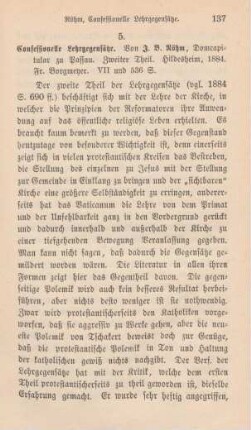 137-140 [Rezension] Röhm, Johann, Confessionelle Lehrgegensätze