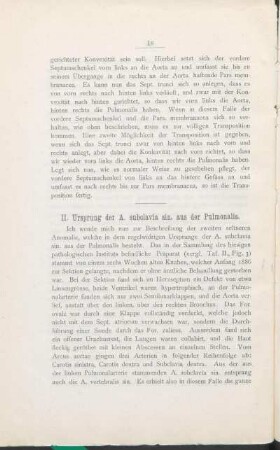 II. Ursprung der A. subclavia sin. aus der Pulmonalis.