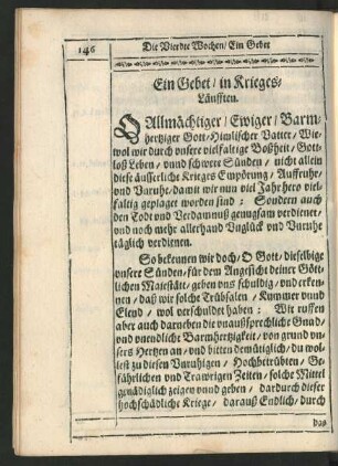 Ein Gebet/ in Krieges-Läufften.
