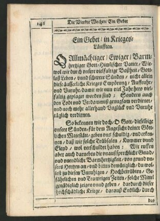 Ein Gebet/ in Krieges-Läufften.