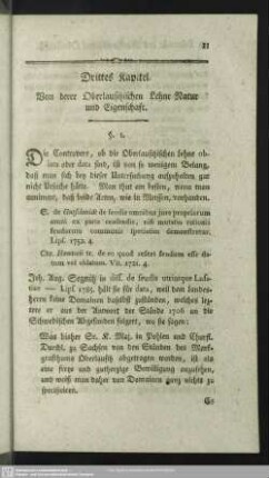 Drittes Kapitel. Von derer Oberlausitzischen Lehne Natur und Eigenschaften