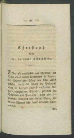 Christoph oder die belohnte Kindesliebe