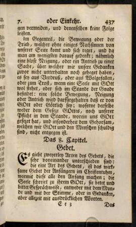 437-508, Das 8. Capitel. Gebet.