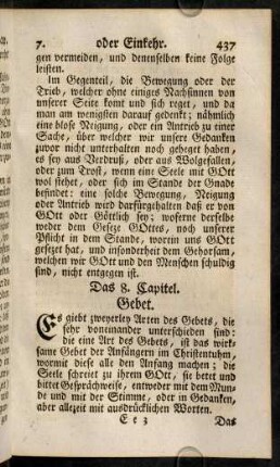 437-508, Das 8. Capitel. Gebet.