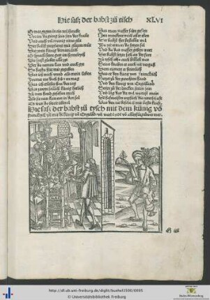 Hie sasz der babst zü tysch mit dem künig von franckrych und mit dem künig von Engeland / und warden reden von allerhant nuower mer