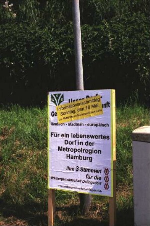 Wahlplakat der Wählergemeinschaft Delingsdorf für die Kommunalwahl 2008