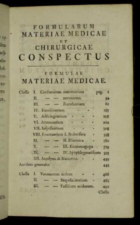 Formularum Materiae Medicae et Chirurgicae Conspectus