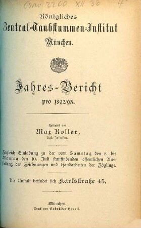 Jahresbericht. 1892/93