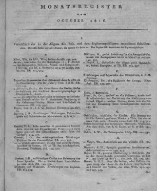Monatsregister Oktober 1816