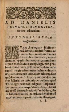 Ad Danielis Hofmanni demonstrationes ad oculum ... conspicillum