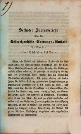 Jahresbericht über die Schweizerische Rettungs-Anstalt für Knaben In der Bächtelen bei Bern. 6. 1845