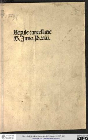 Regule cancellarie sancti Innocentii pape viii.