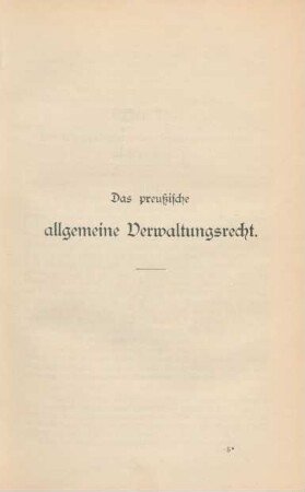 Das preußische allgemeine Verwaltungsrecht