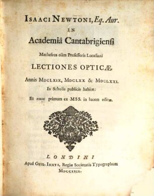 Lectiones opticae