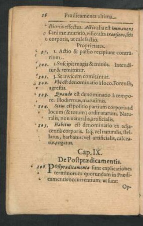 Cap. IX. De Postpraedicamentis.