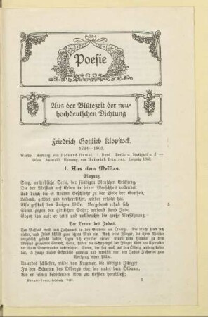 Aus der Blütezeit der neuhochdeutschen Dichtung