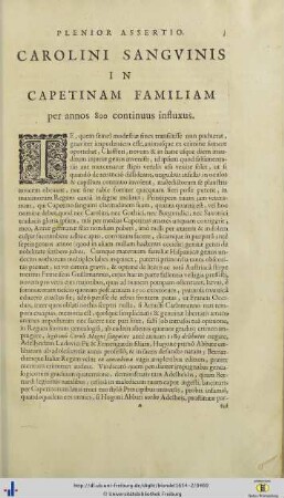 Plenior Assertio. Carolini Sanguinis in Capetinam Familiam per annos 800 continuus influxus.