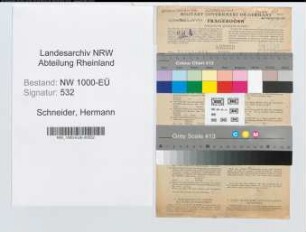 Entnazifizierung Hermann Schneider, geb. 26.01.1892 (Finanzsekretaer)