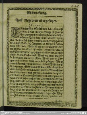 Abdankung : Abdanckung