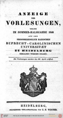 Sommersemester 1846