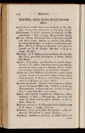 Schriften, welche künftig heraus kommen sollen.