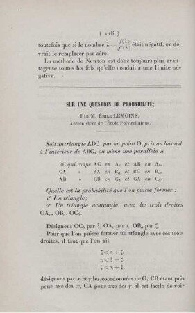 Sur une question de probabilité.