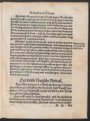 Der dritte Lövische Articul.