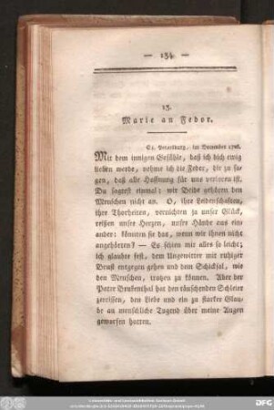 13. Marie an Fedor. St. Petersburg, im December 1726.