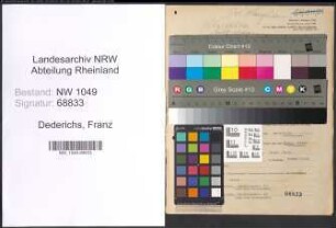 Entnazifizierung Franz Dederichs , geb. 22.06.1903 (Lehrer)