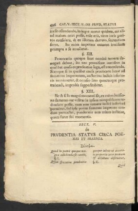 Sect. V. de Prudentia Status Circa Poenas Et Praemia.