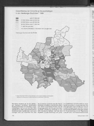 Gesamtbetrag der Einkünfte je Steuerpflichtigen in den Hamburger Stadtteilen 1989