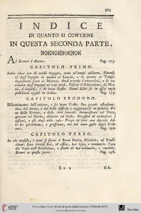 Indice di quanto si contiene in questa seconda parte