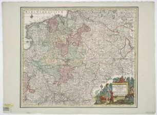 Karte von dem Niederrheinisch-Westfälischen Reichskreis, 1:1 700 000, Kupferstich, um 1757