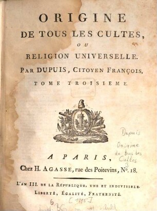 Origine de tous les cultes ou religion universelle, 3