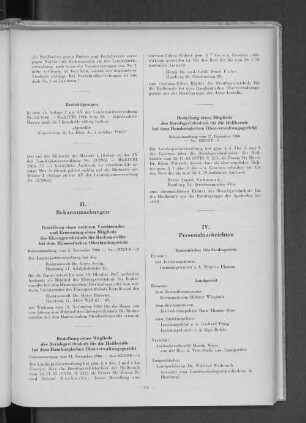 Bestellung eines weiteren Vorsitzenden und Ernennung eines Mitglieds des Ehrengerichtshofs für Rechtsanwälte bei dem Hanseatischen Oberlandesgericht