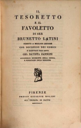 Il Tesoretto e il Favoletto de Ser Brunetto Latini