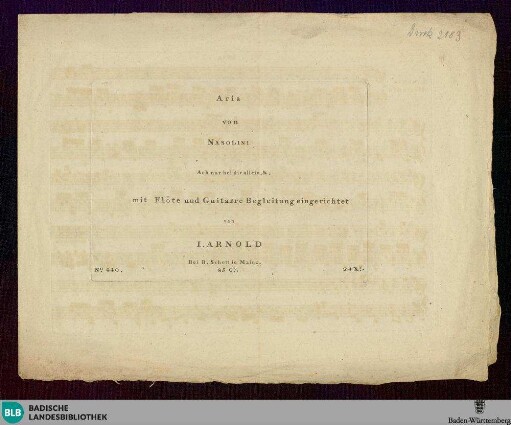 Aria von Nasolini "Ach nur bei dir allein.&" : mit Flöte und Guitarre Begleitung