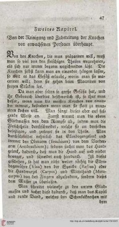Zweites Kapitel: Von der Reinigung und Zubereitung der Knochen von erwachsnen Personen überhaupt