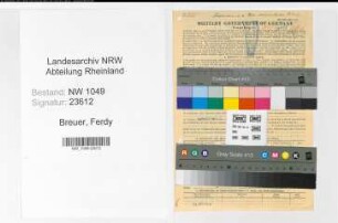 Entnazifizierung Ferdy Breuer , geb. 09.03.1895 (Vertreter)