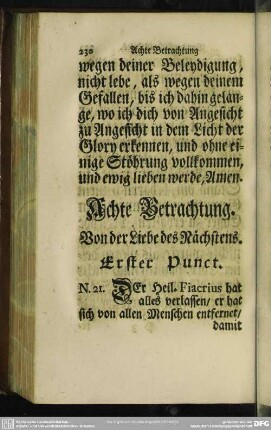 Achte Betrachtung. Von der Liebe des Nächstens