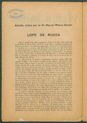 Lope de Rueda - Estudio crítico