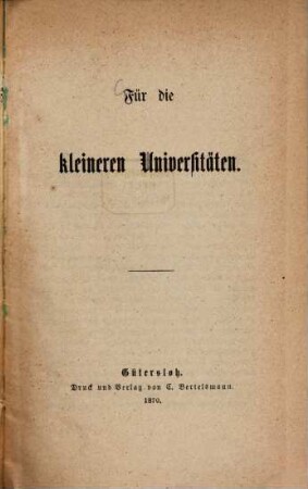Für die kleineren Universitäten