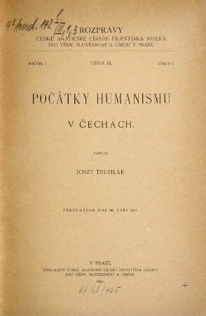 Počátky humanismu v Čechách