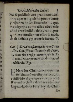 Cap. ij. De la constancia de un Cavallero Christiano ...